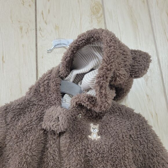 Carter's Brown Bear Sherpa Hooded Bunting Pram 3M - Picture 4 of 5